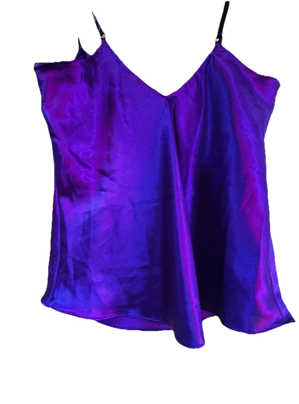 Vintage Frederick’s of Hollywood lingerie 2Pc Iridescent, Purple Black Satin Med