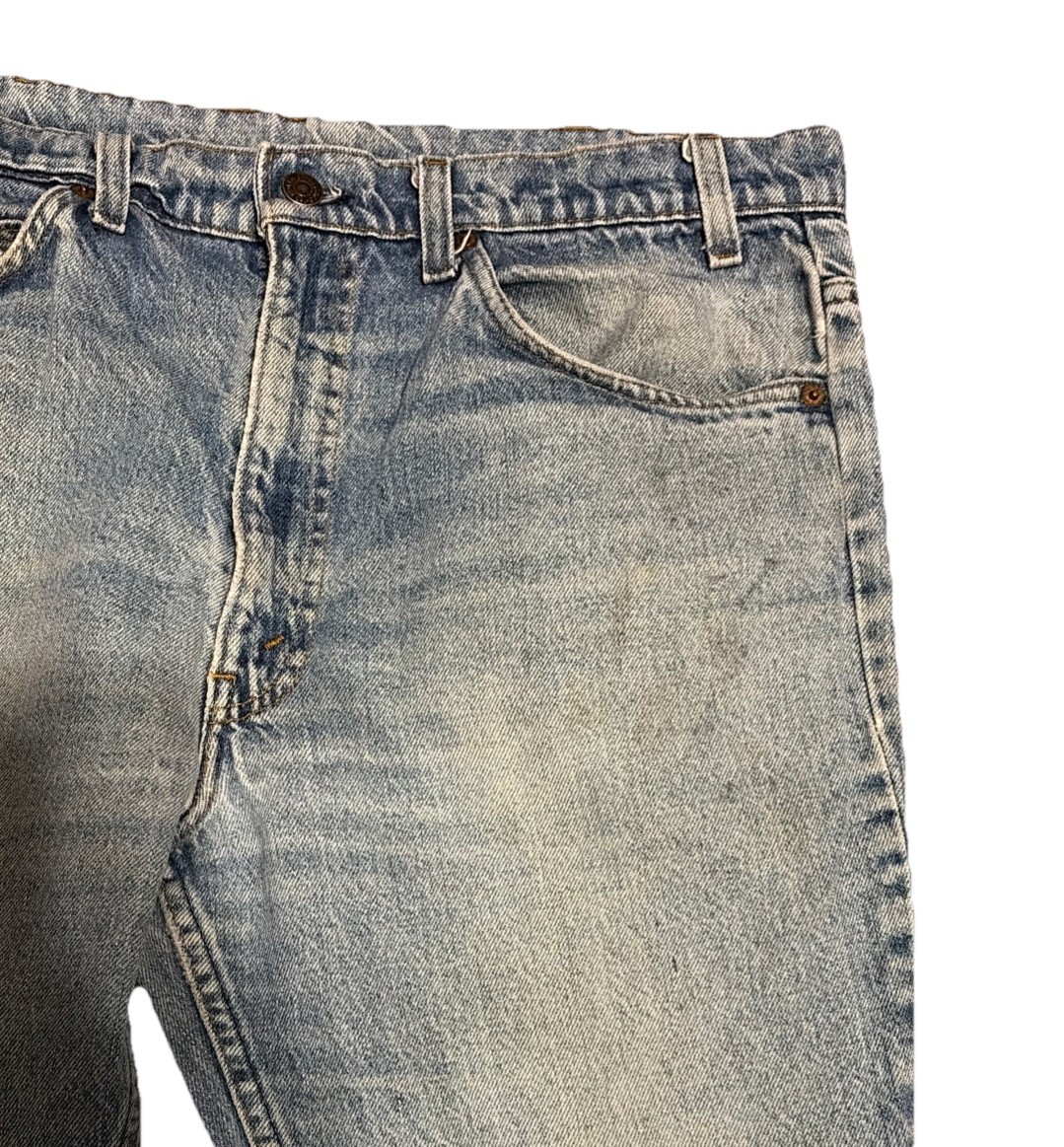 Vintage Levis 517 Orange Tab Blue Jeans Denim Bootcut Women 35×29 USA Made Fades