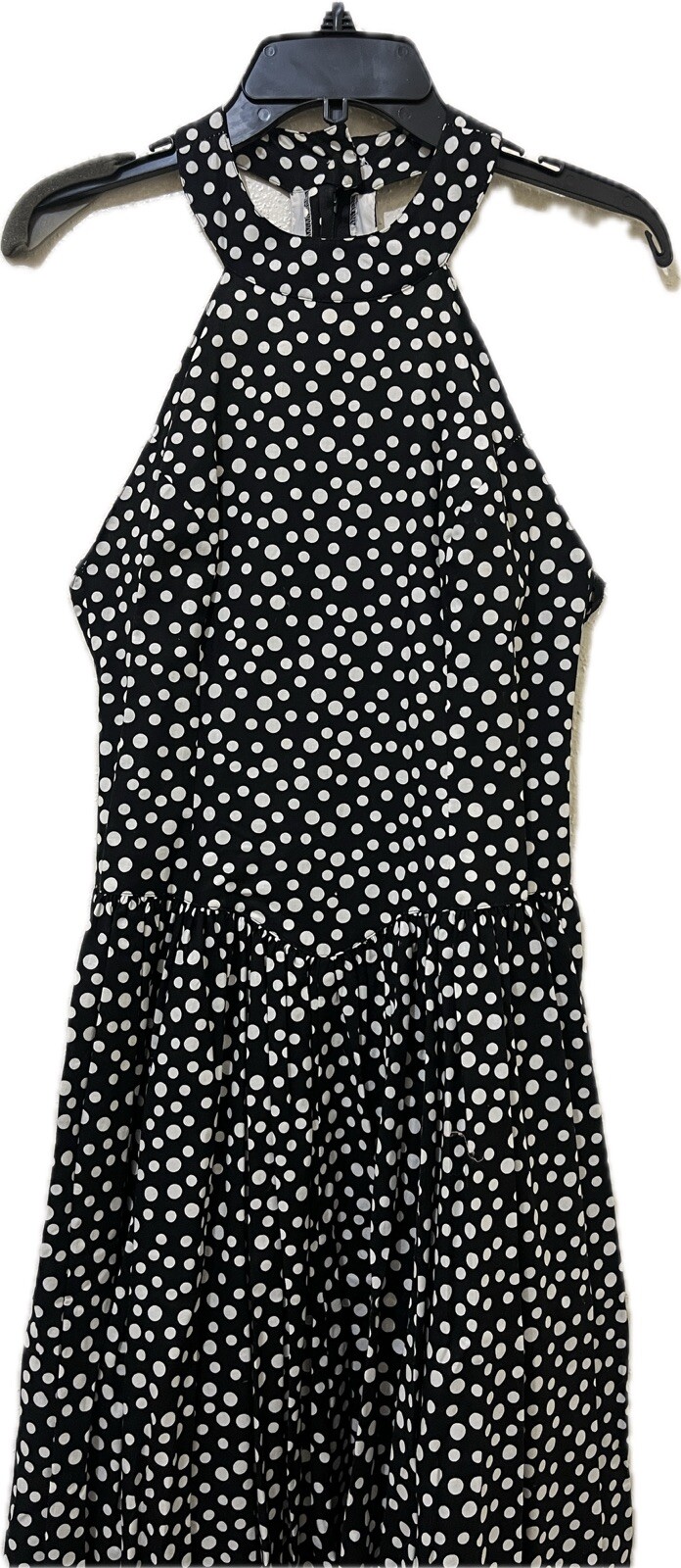 Vtg 80s Geary Roark Kamisato Dress Women 4 Black Polka Dot Pinup Rockabilly Maxi