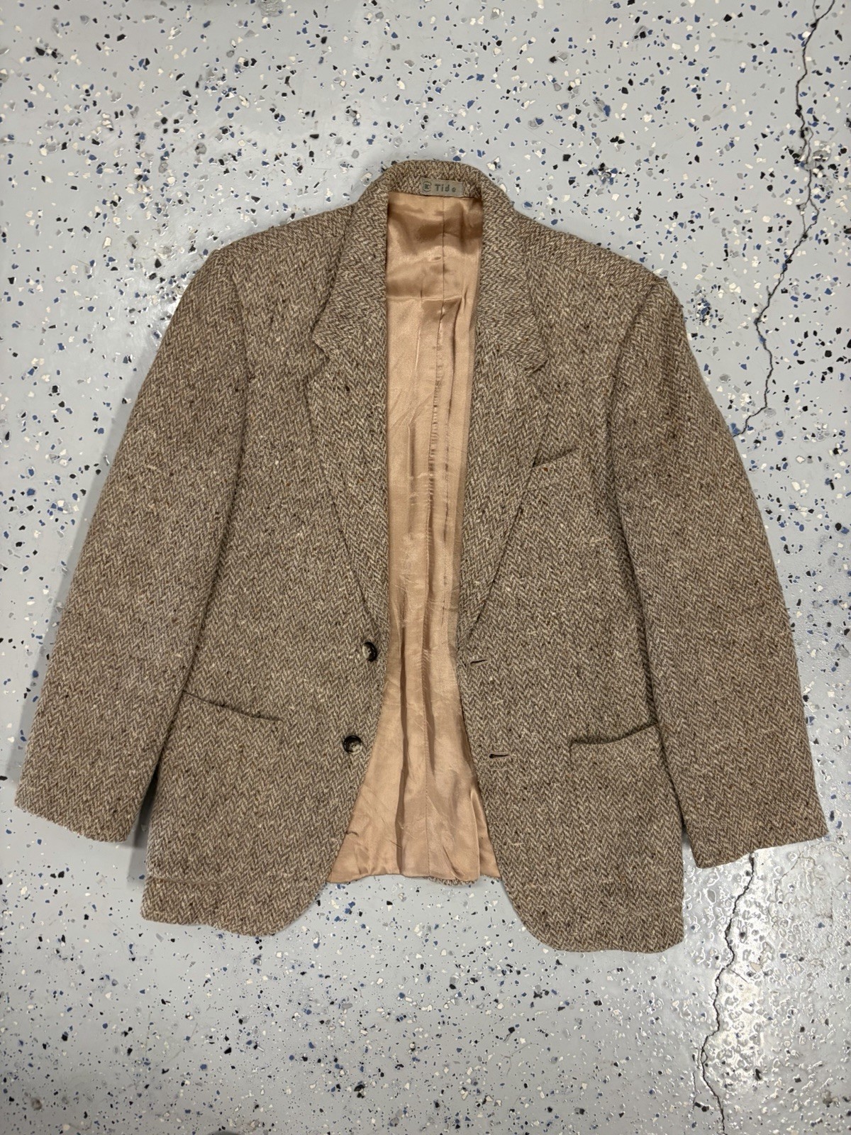 Vintage Tan Wester Tweed Houndstooth Blazer Size Medium
