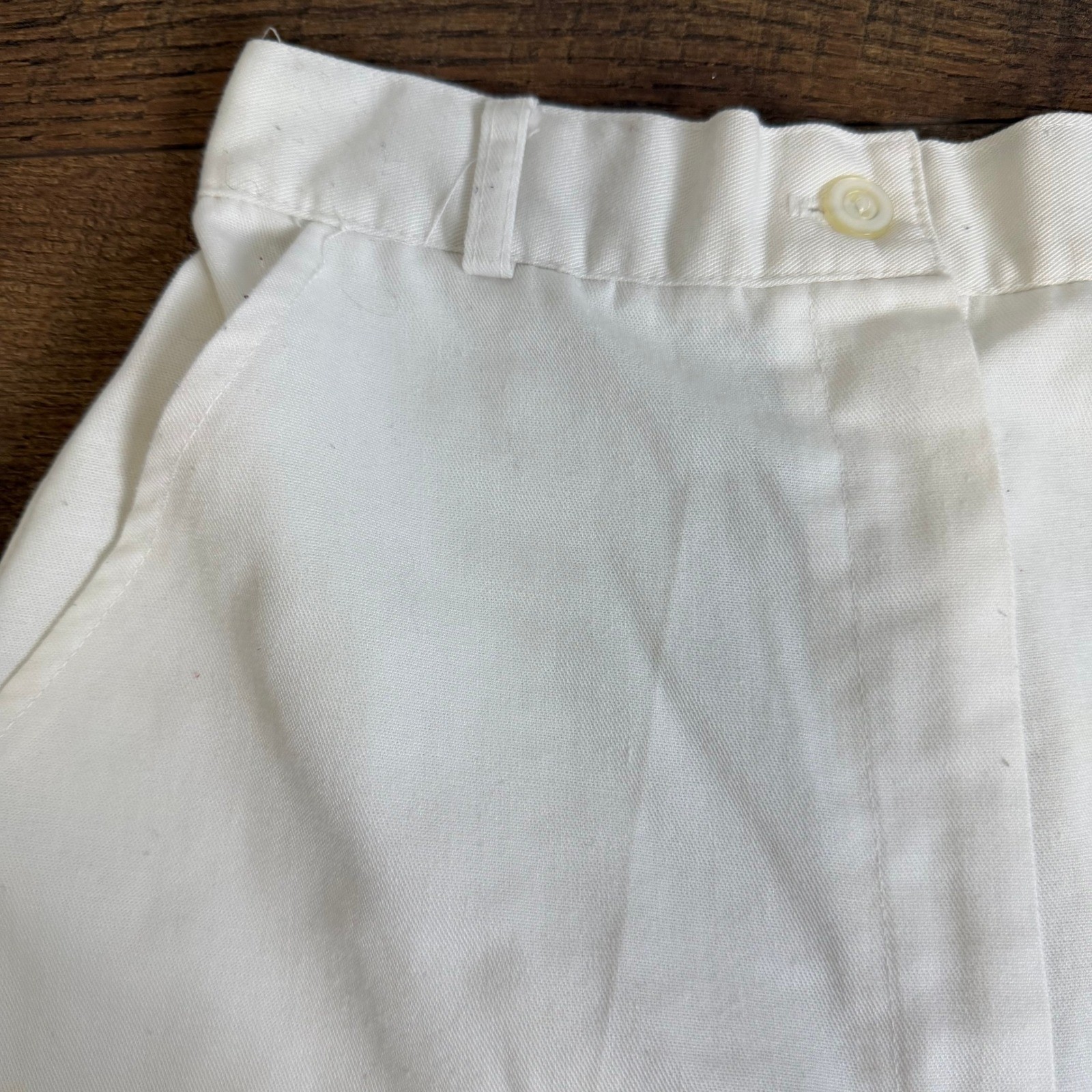 Vintage ILGWU Union Made White Cotton Culottes Wide Leg Shorts Skirt Small