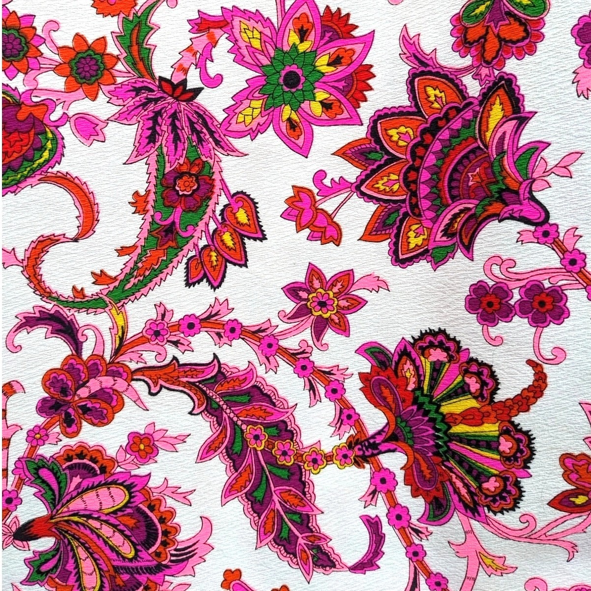 SALE! Vintage 1970s Bright Pink Cotton Crepe Hawaiian Fabric Handmade MAXI SKIRT
