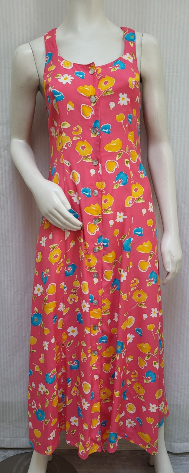 Vintage 80/90’s Carol Anderson Pink Floral Rayon Button Front DRESS – Size S/M