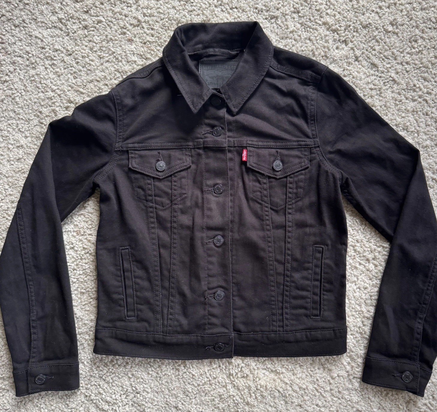 Levi’s 90’s Y2K Women’s Denim Trucker Jacket, Black, Button Down- Size XS