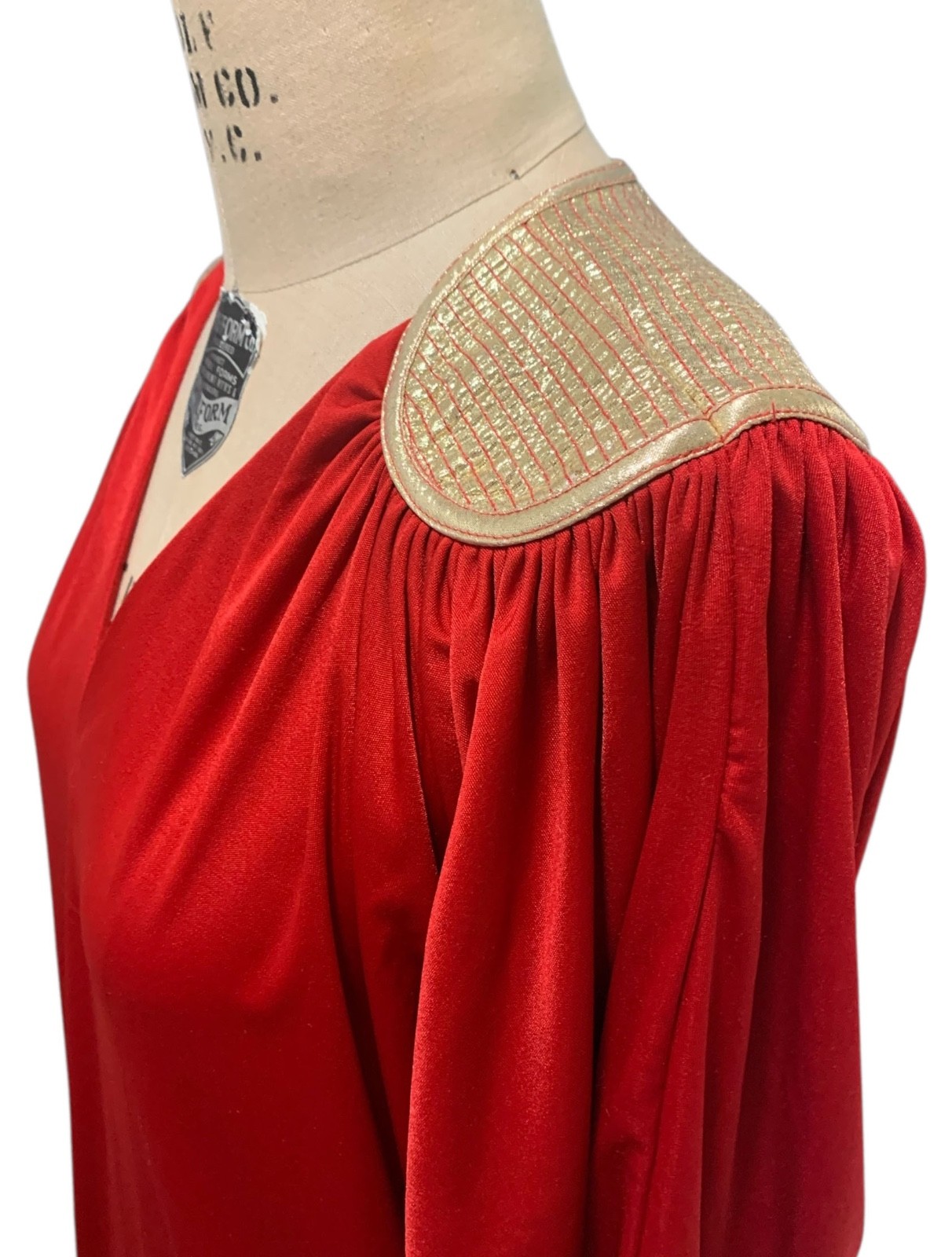BILL TICE Vintage 70s/80s Women’s Glam Disco Era Lipstick Red Jersey Column M/L