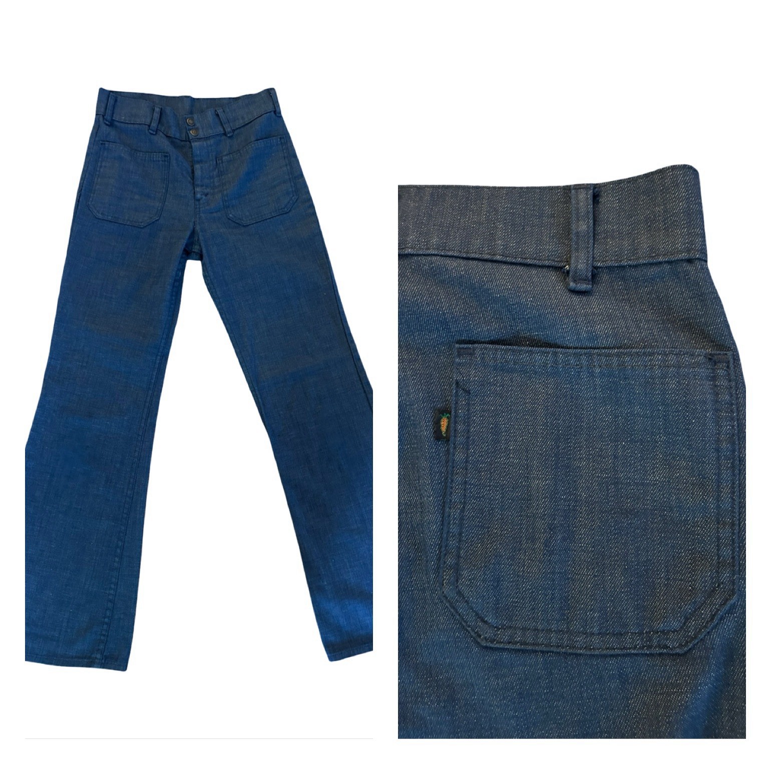 Vtg LEVIS Jeans FRESH PRODUCE Carrot Tab Bell Bottom Sailor Pocket 1970’s 28”W