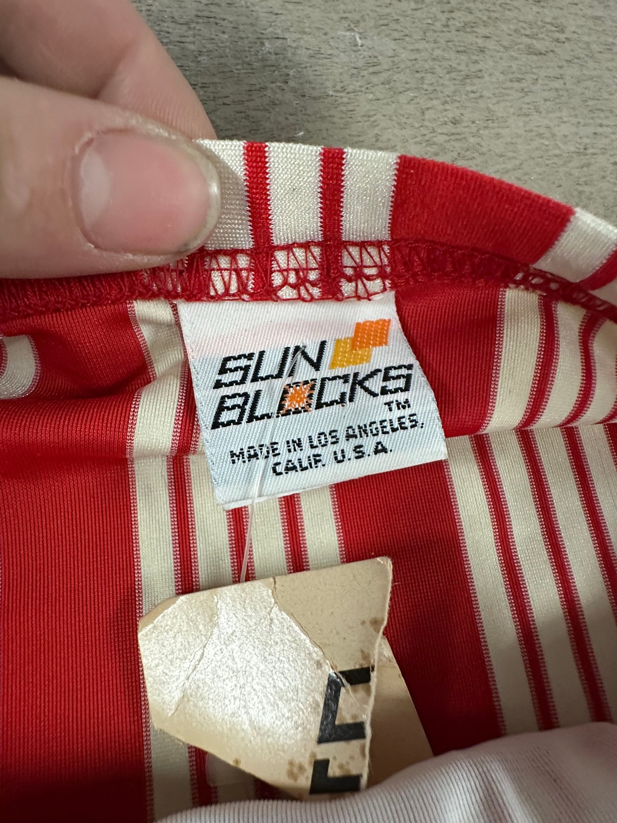 Vtg Sun Blocks Mens Sz S Swim Briefs Red White Striped Swimsuit NWT USA 9D50-51
