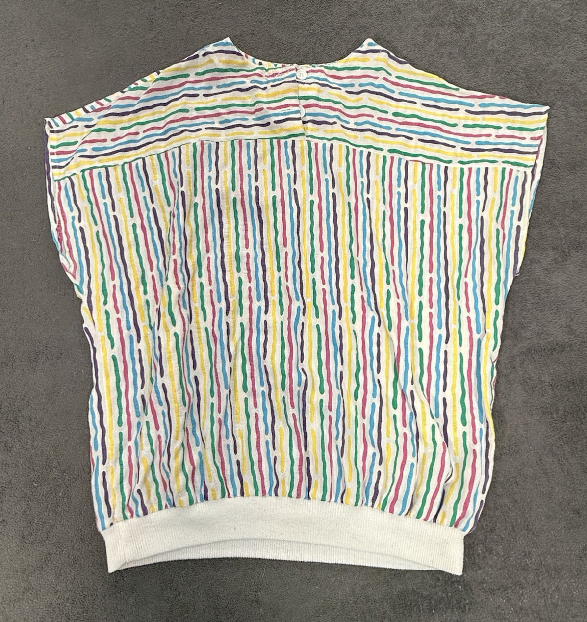 Vintage Oak Hill Womens Colorful Stripe Blouse Top Retro Batwing Shirt 70s 80s