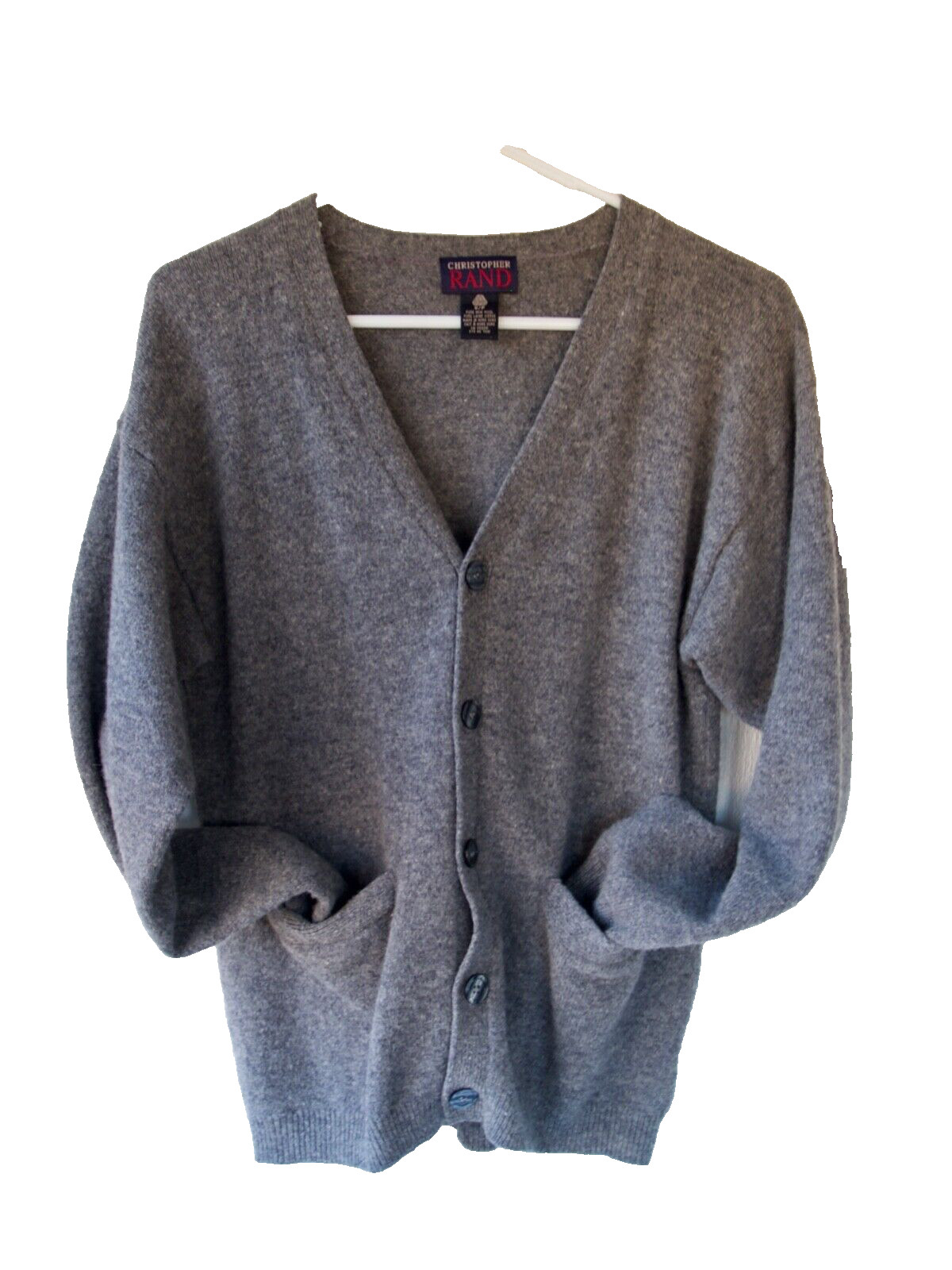 Christoper Rand vintage gray cardigan size small 100% wool, synthetic free