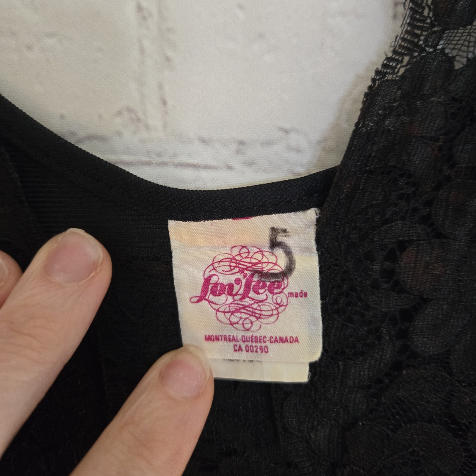 Vintage Made In Canada LovLee Full Sweep Black Lace Bodice Maxi Nightgown Medium