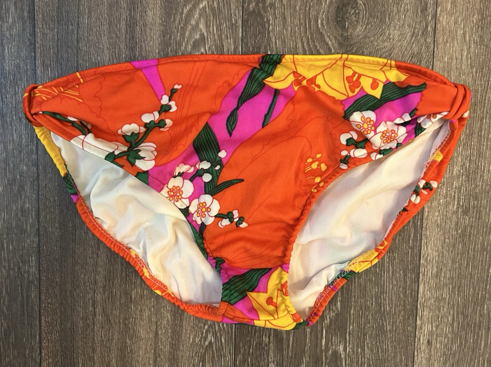 Vintage 1960s ACCENTUETTE Neon Tropical Floral Pin-up Bikini, Size 34B / M AS IS