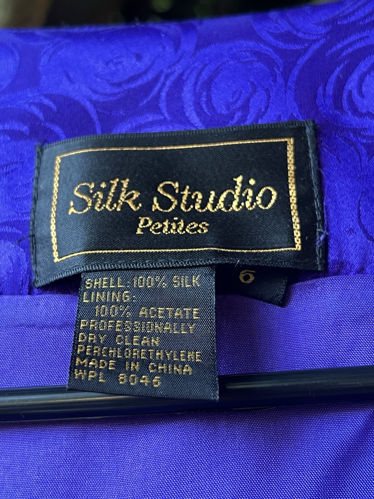 Silk Studio Purple Silk Jacquard Floral V-Neck A-Line Knee Dress Petite 6