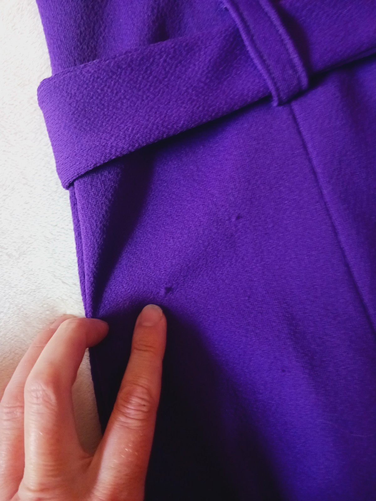 Vtg 60s 70s high neck Mini Belted Dress Gogo Mod Purple groovy drop waist shift
