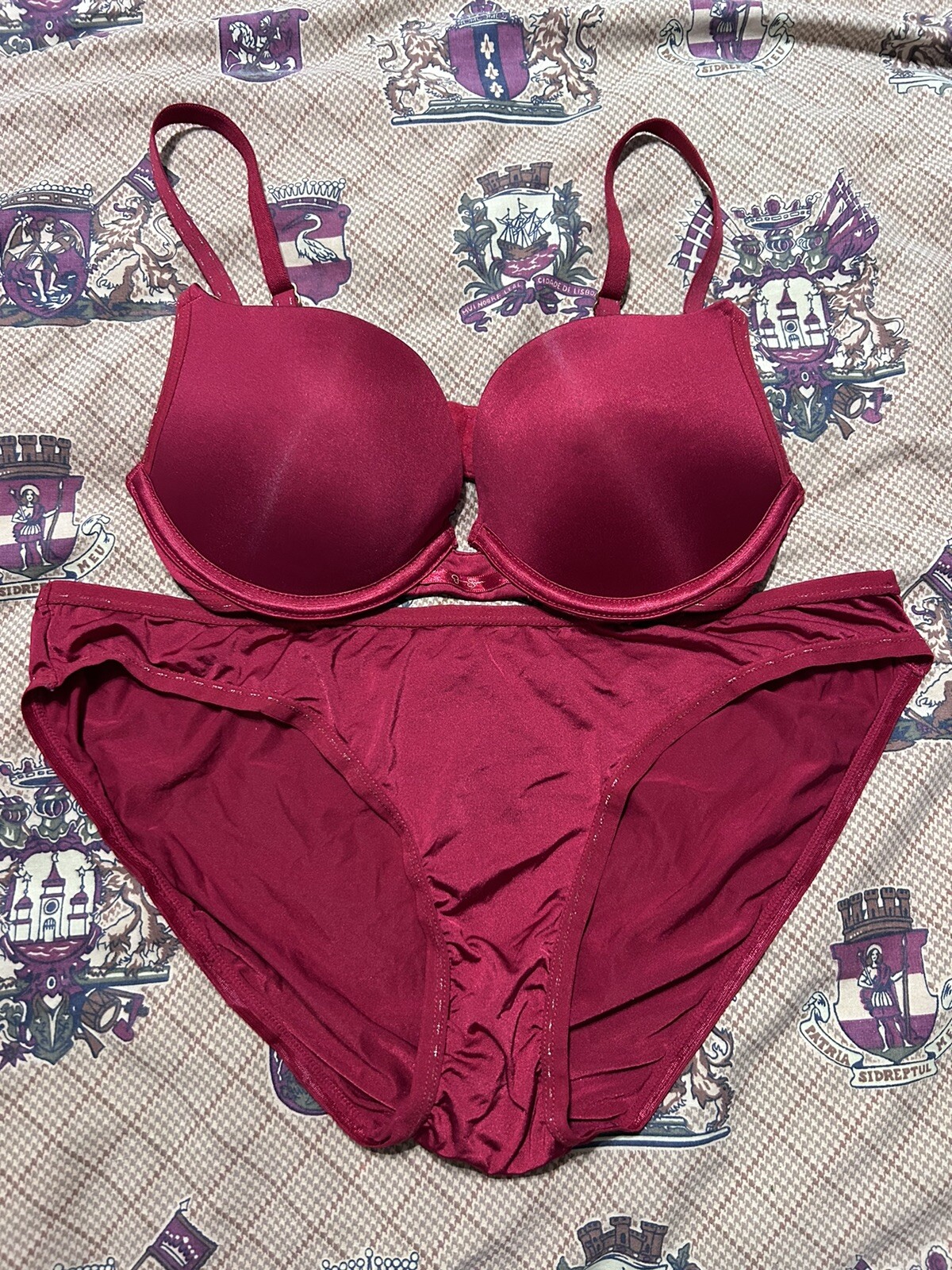 Vintage bikini panties Bra Set size 34B size L second skin Jessica Simpson Silk