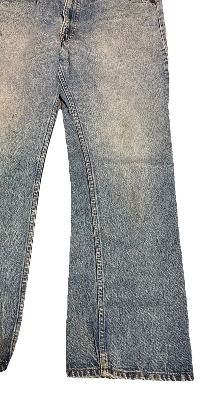 Vintage Levis 517 Orange Tab Blue Jeans Denim Bootcut Women 35×29 USA Made Fades