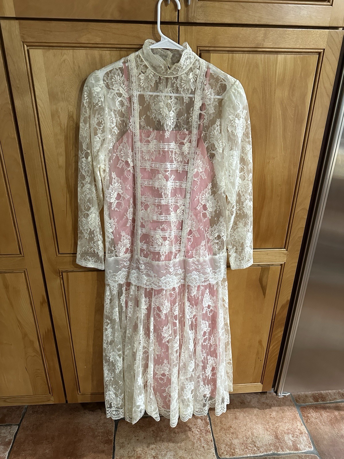 Vintage 80s x 1920s S Scott McClintock Drop Waist Edwardian Lace Dress