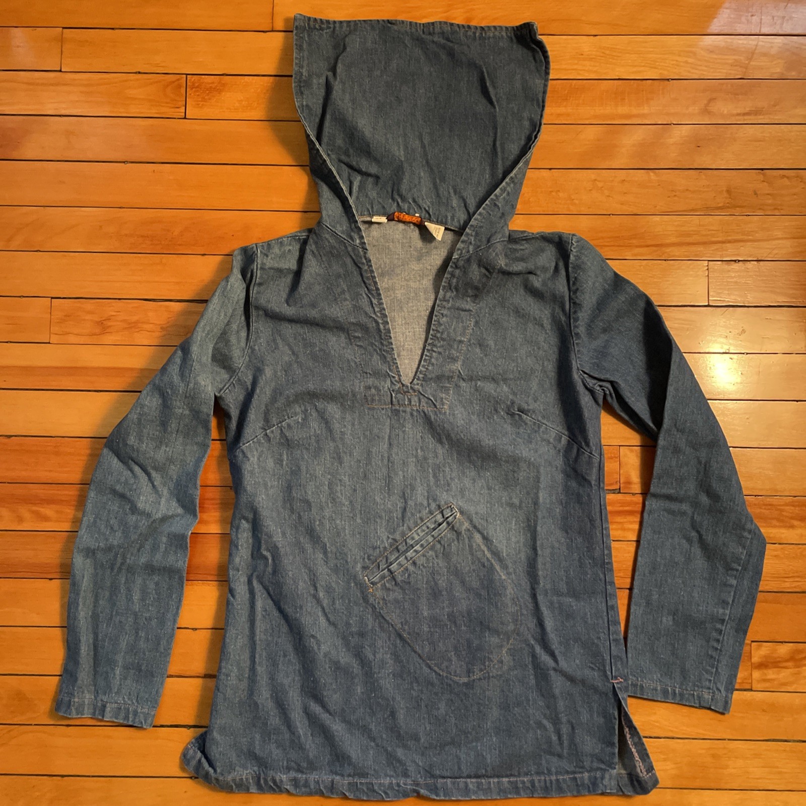 Vintage 1970s Landlubber Sailor Style Pullover Denim Shirt Womens Small S