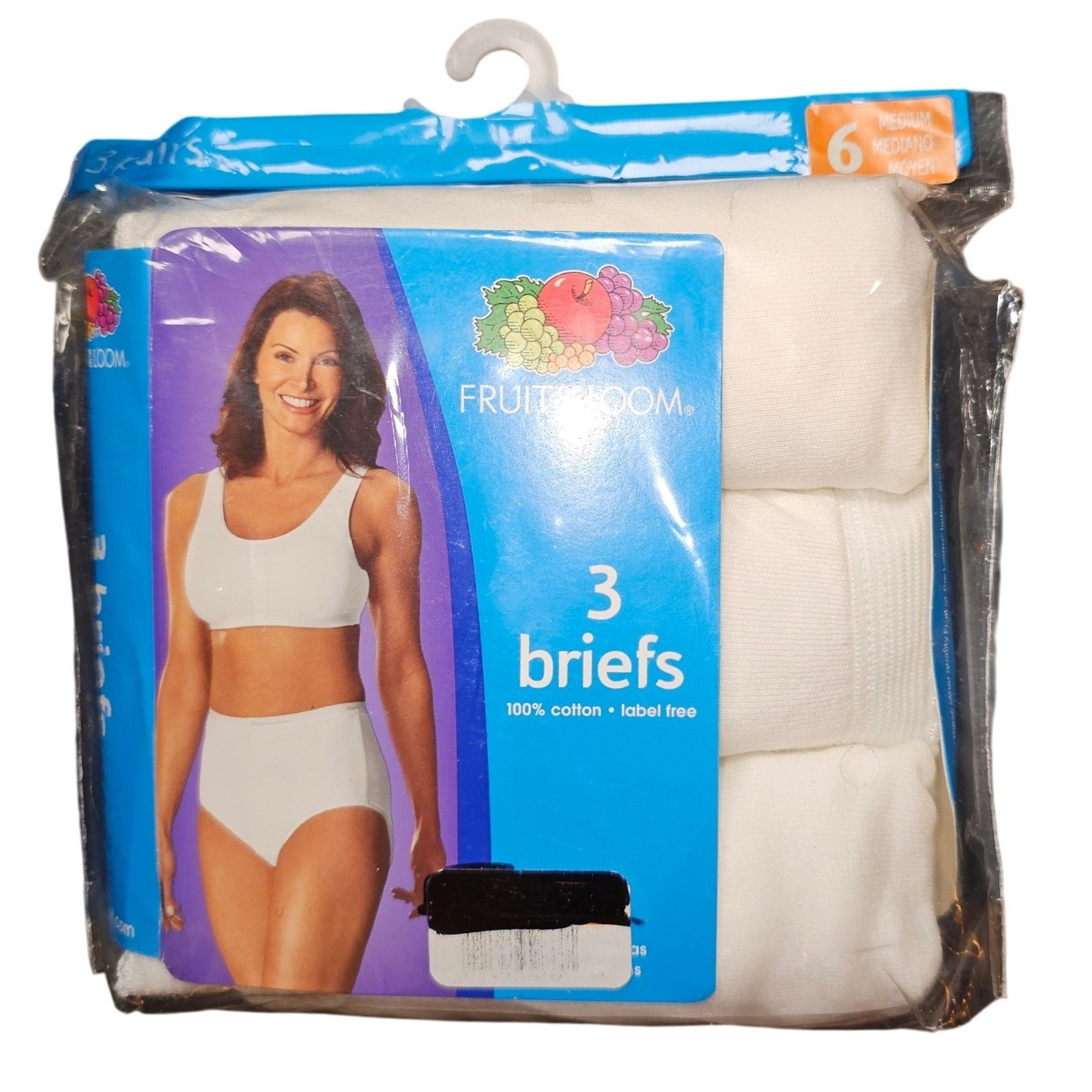 Vintage 2007 NWT Fruit of the Loom Ladies 3 Pack Cotton Brief White Size Medium