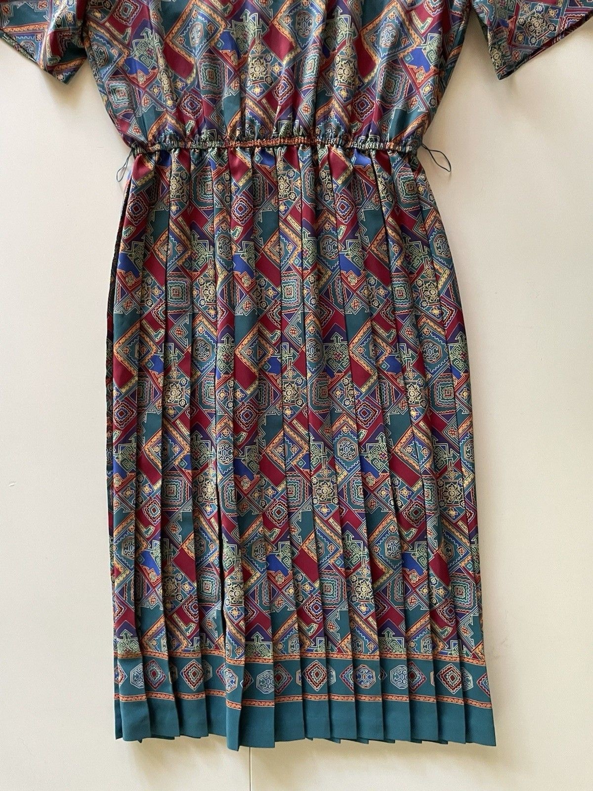 Vintage 80’s Leslie Fay Pleated Secretary Dress with Matching Belt – Size 12