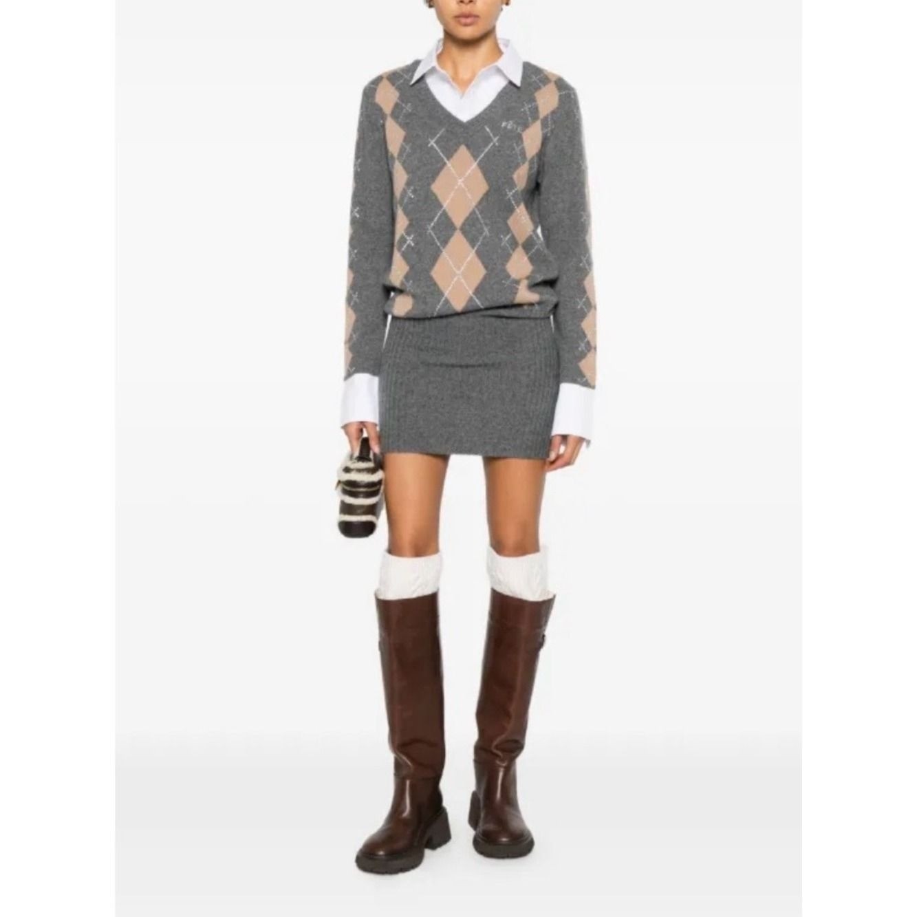 Retrofete Ornella argyle-pattern embellished dress