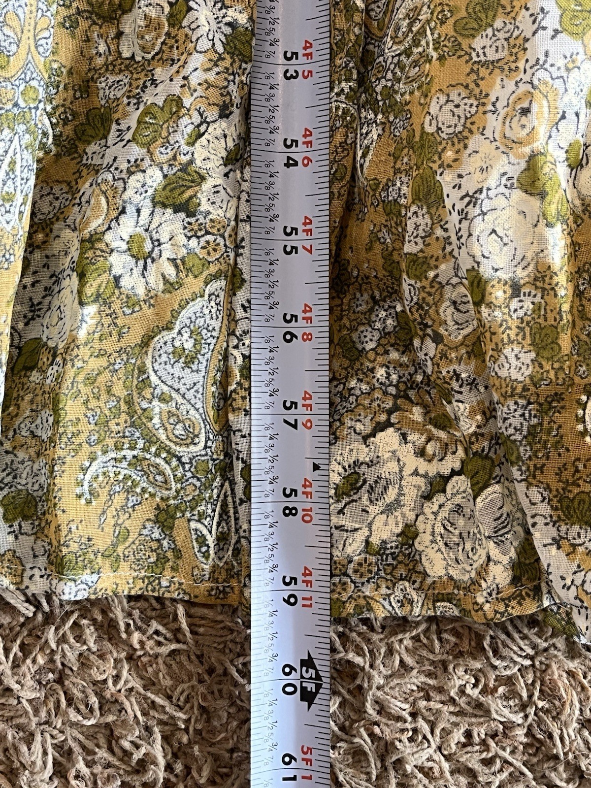 Vintage Floral Green Tan Floral Lace No Tags Prairie Maxi Dress