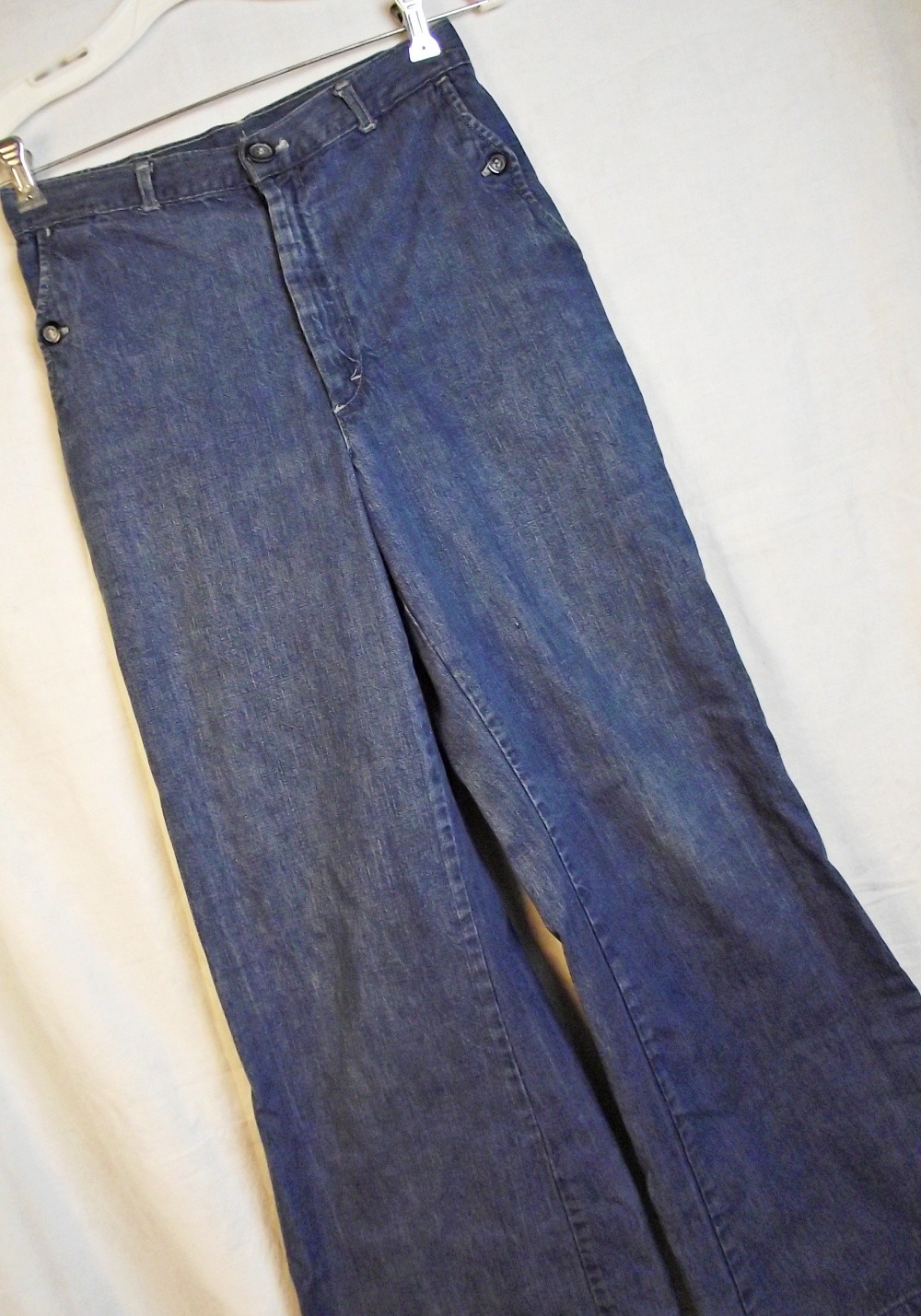 AUTHENTIC LANDLUBBER Vintage 1970s Jeans High Waisted Bell Bottoms 28W USA