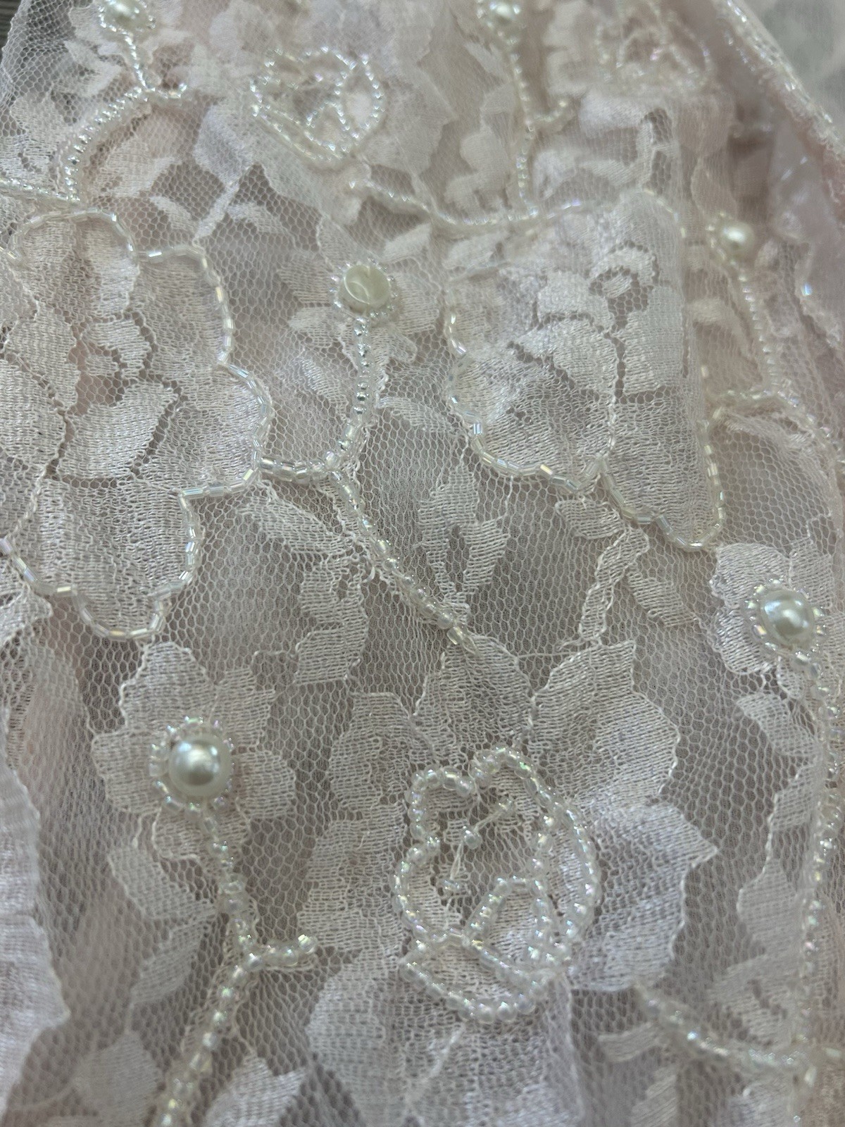 Vintage Judith Ann Plus Creations Beaded Sequin Lace Blush Pink 2 Piece 16-18