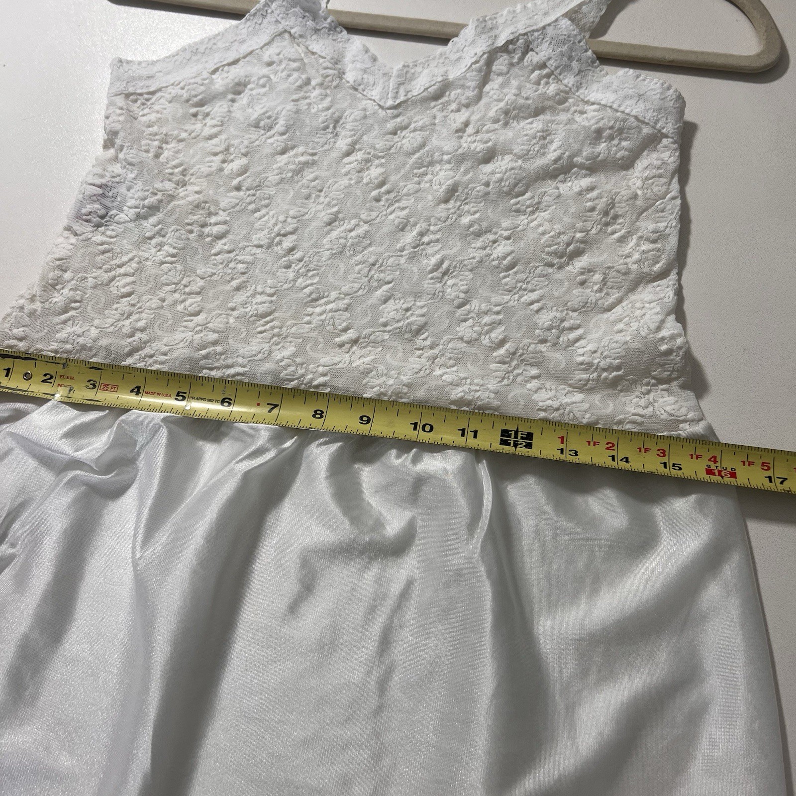 Vintage Basic Image Lace Mini Slip Dress Size M White V Neck Romantic
