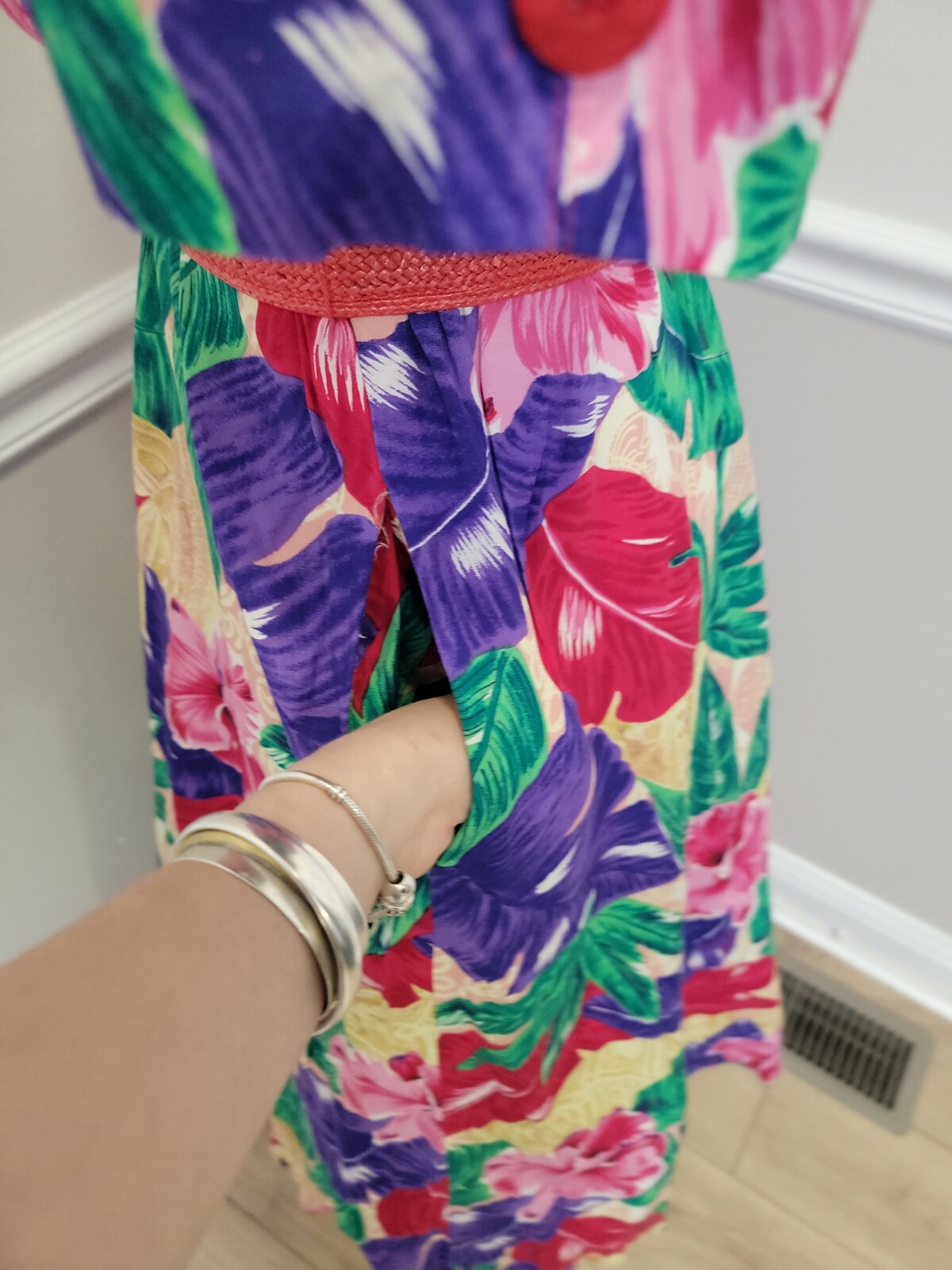 Vintage Carol Anderson Tropical Floral Tea Garden Party Dress Size 6