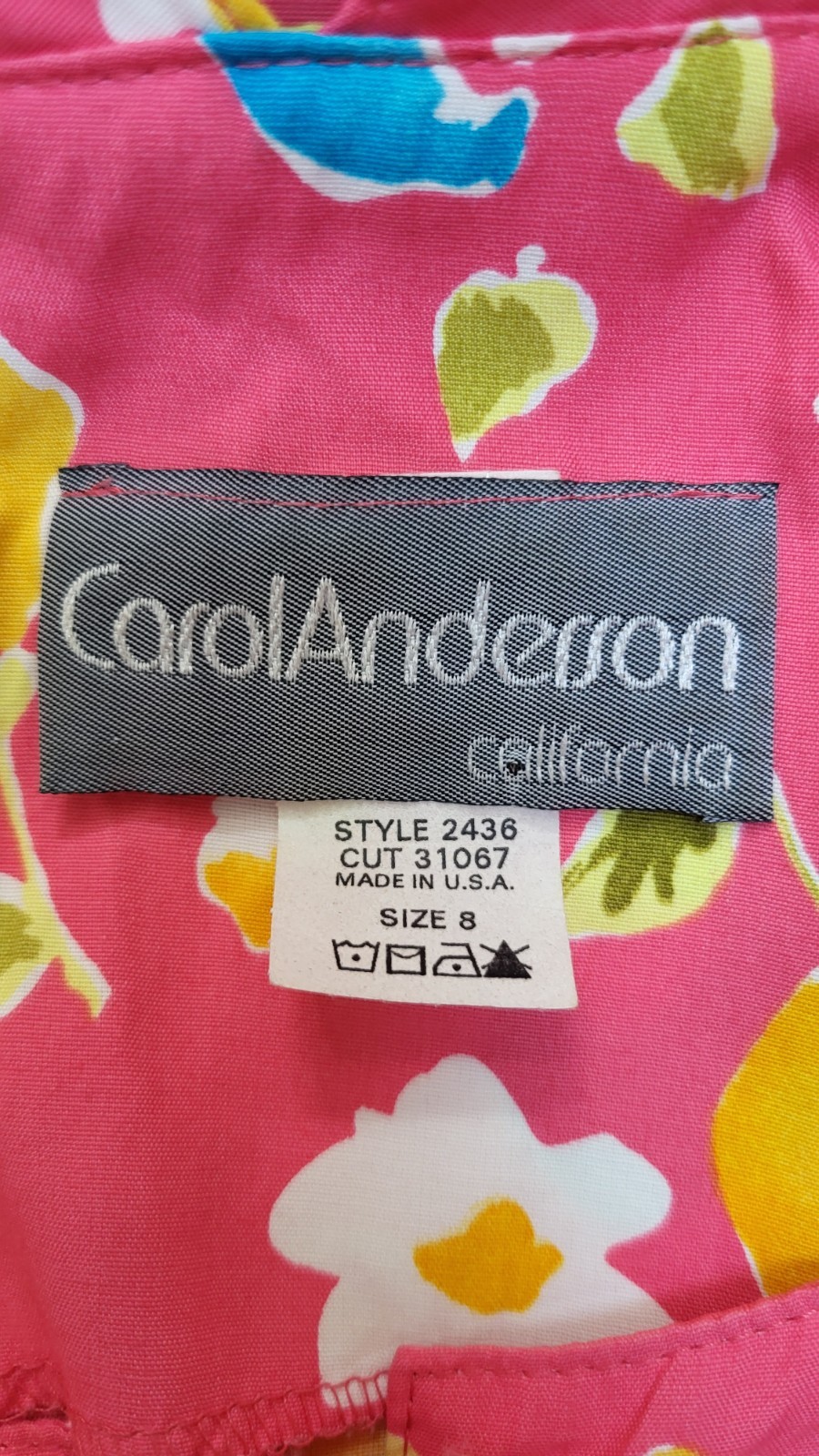Vintage 80/90’s Carol Anderson Pink Floral Rayon Button Front DRESS – Size S/M