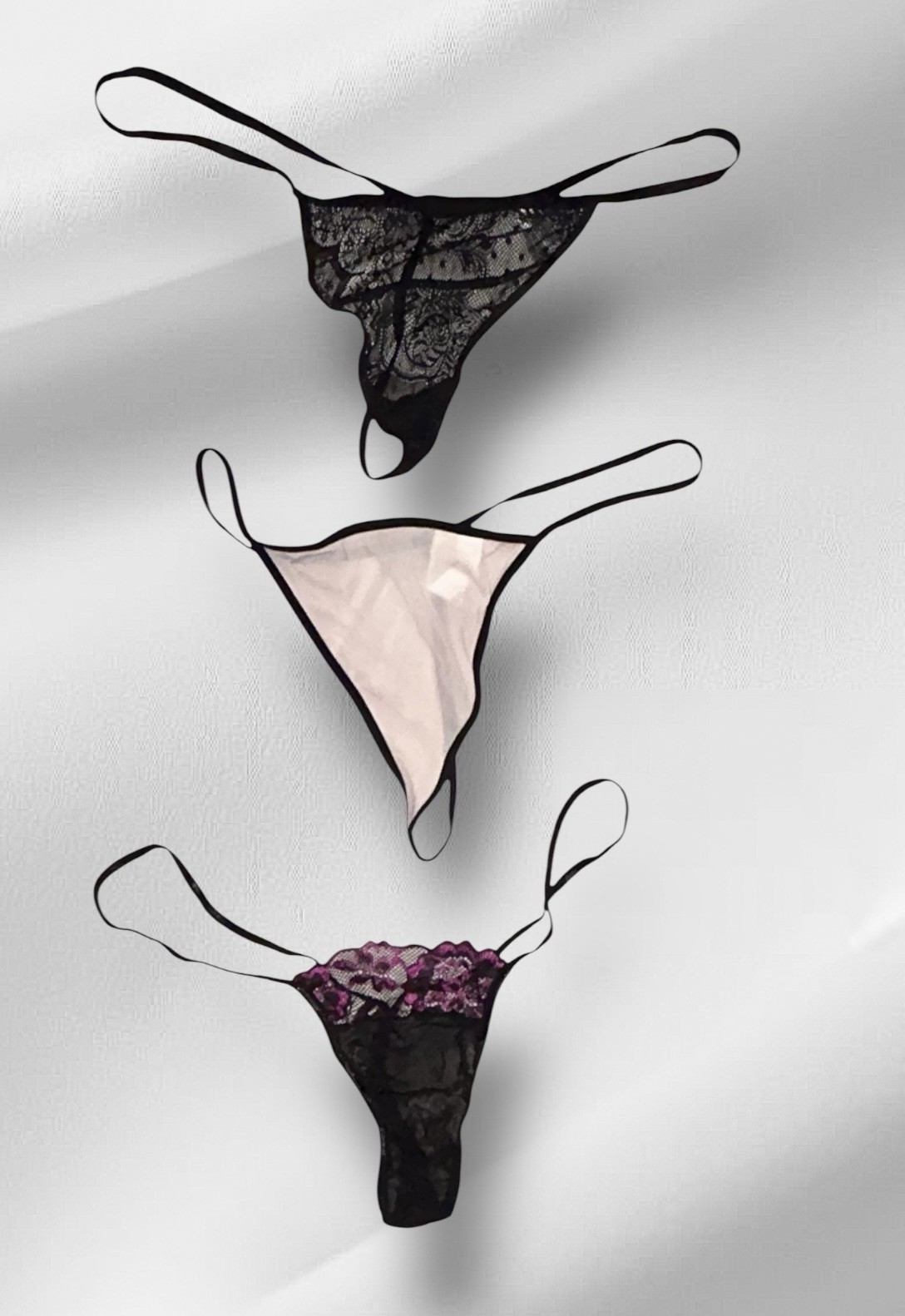 Lot of 3 Oh La La Cheri Cottelli Collection Sheer G-String Panties Plus NOS