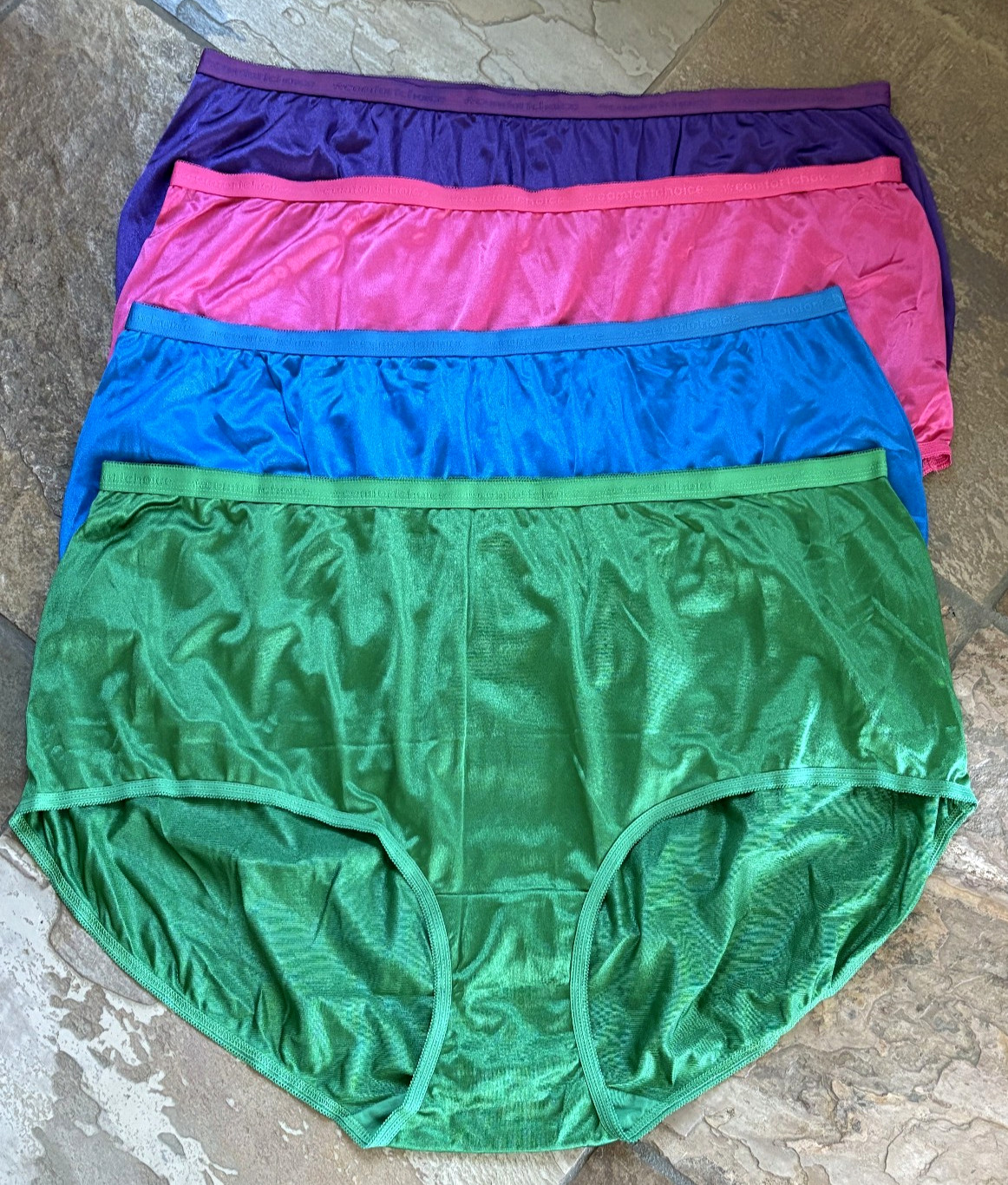 Bundle of 4 CATHERINES 12/5XL Comfort Choice SATIN Brief Nylon Panties NEW #543
