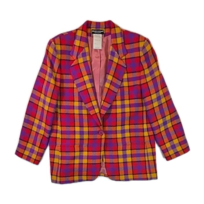 Vintage Benard Holtzman Multicolored 100% Wool Blazer – Size 16