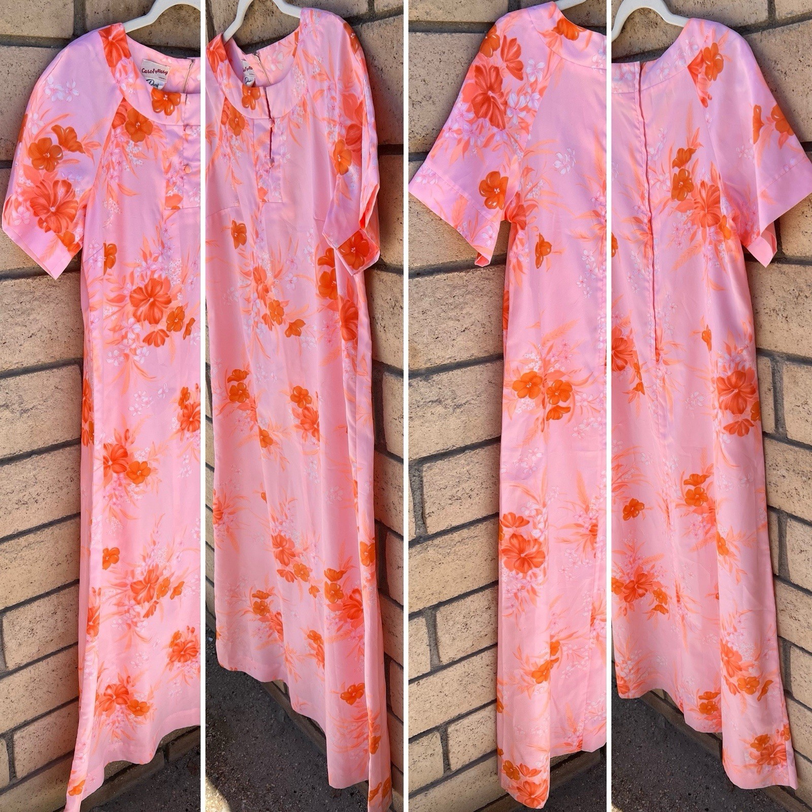 Vintage Carol & Mary Hawaii Darina Honolulu Hawaiian Maxi Dress Tiki Aloha