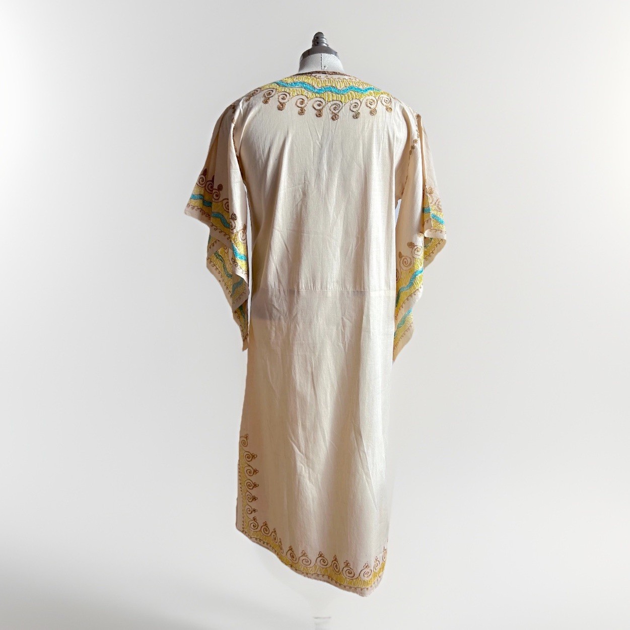 Handmade Vintage 1960s 70s Embroidered Caftan Maxi Dress Boho Festival Unisex M