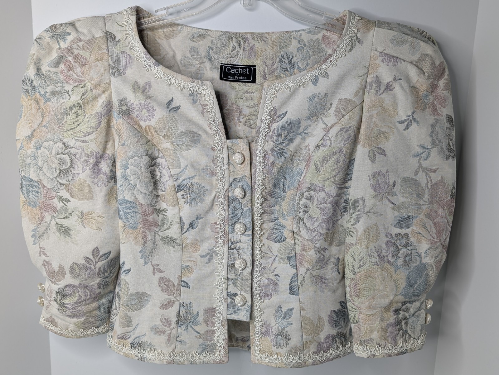 Women’s Suit Jacket Cachet by Bart Protas Vtg Tapestry Like Fabric Sz 5/6 Floral