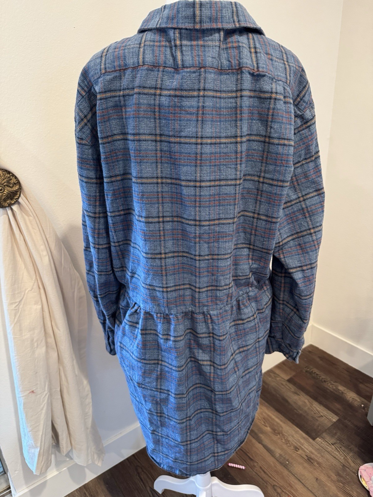 Vintage 1970s Made in France L’hermine Cotton Flannel Shirtdress Size XL
