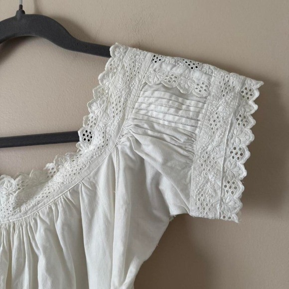 Edwardian cotton nightgown XXS mini dress eyelet antique vintage