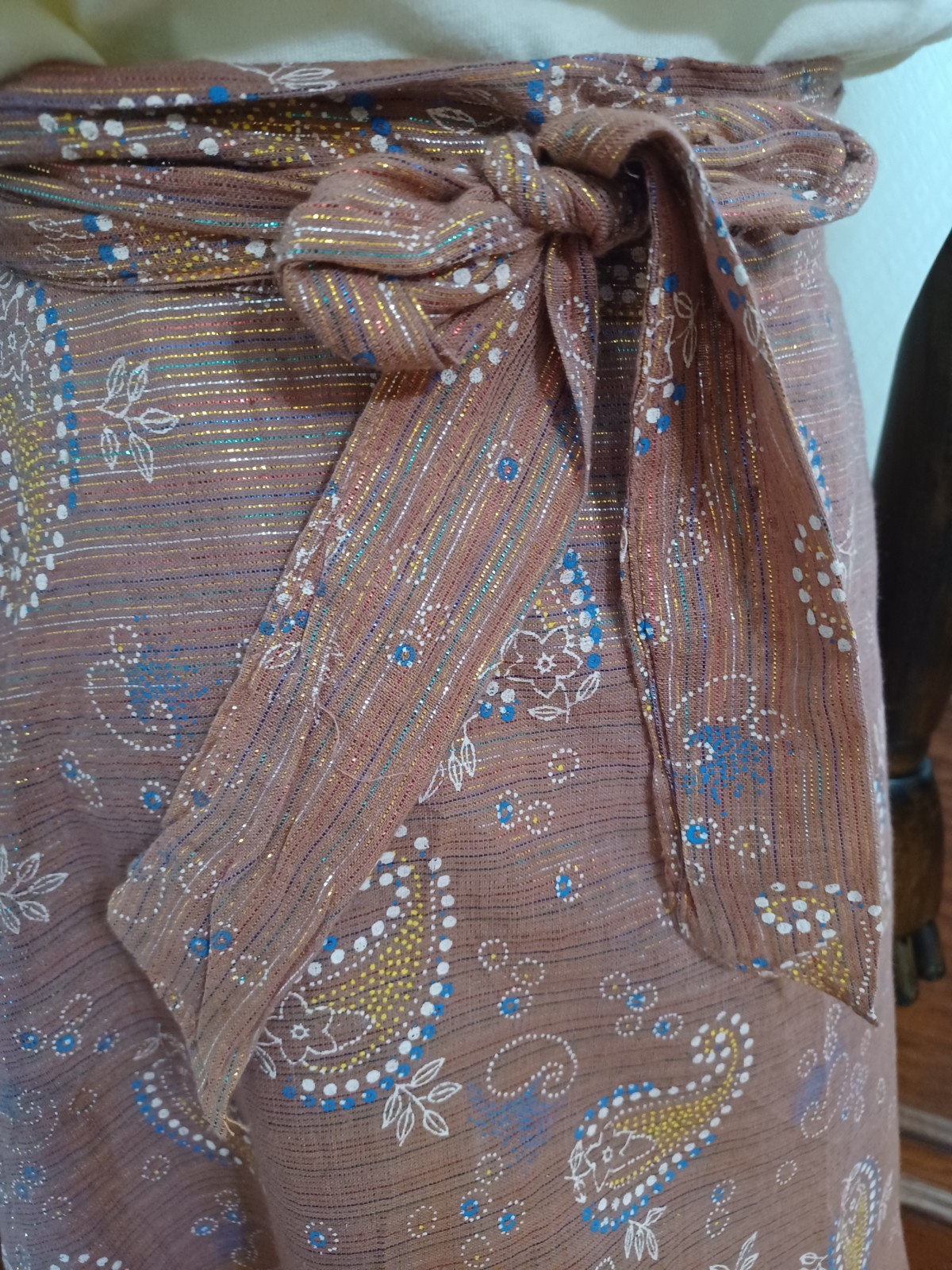 Vintage 1970s Iram Rose Metallic Rainbow Lurex Paisley Hippie Fairy Wrap Skirt