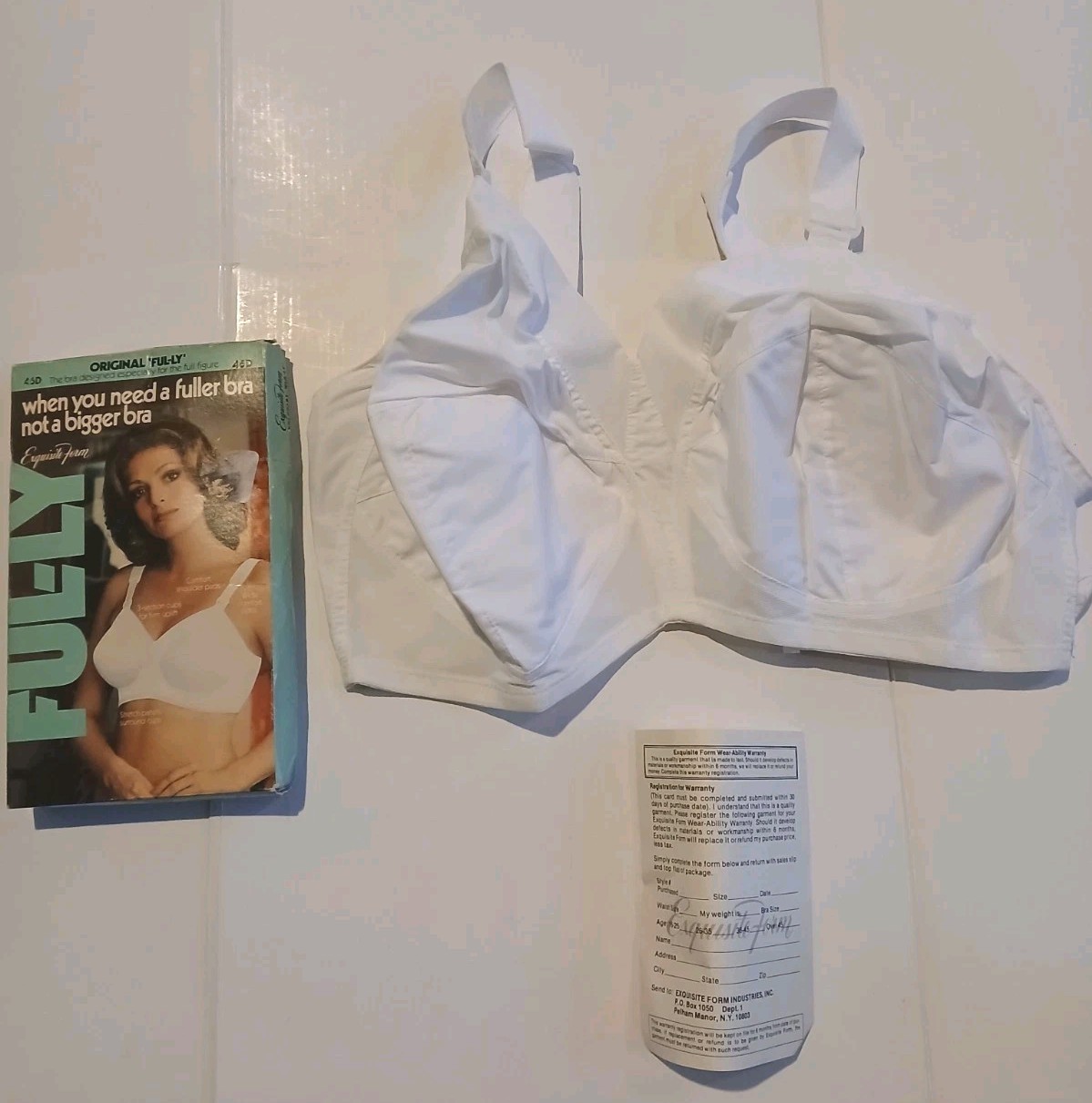 Vtg Exquisite Form Original Ful-ly Full Figure Bra Size 46D White Firm Uplift