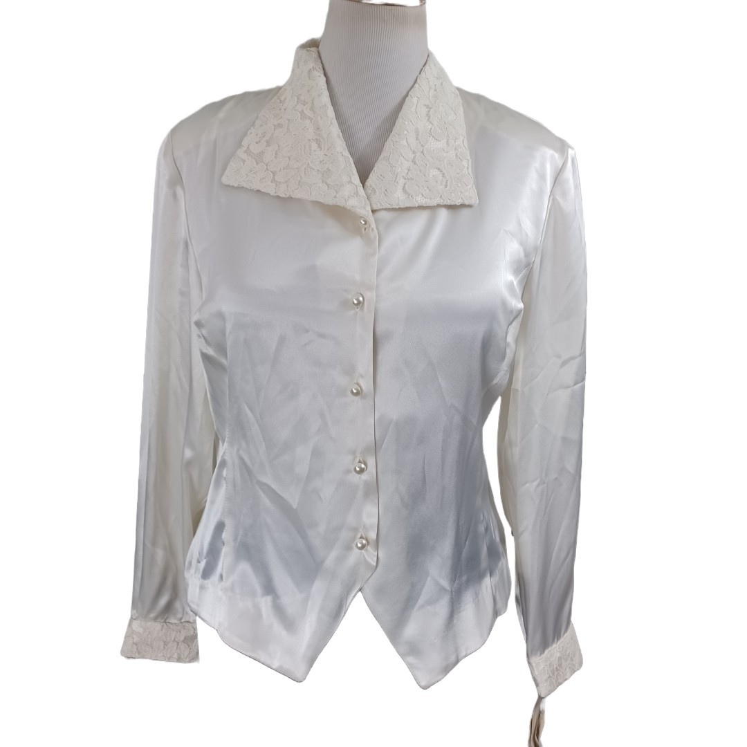 VINTAGE 80’S/90’S LESLIE FAY SPORTWEAR SATIN BLOUSE SIZE 14 NWT