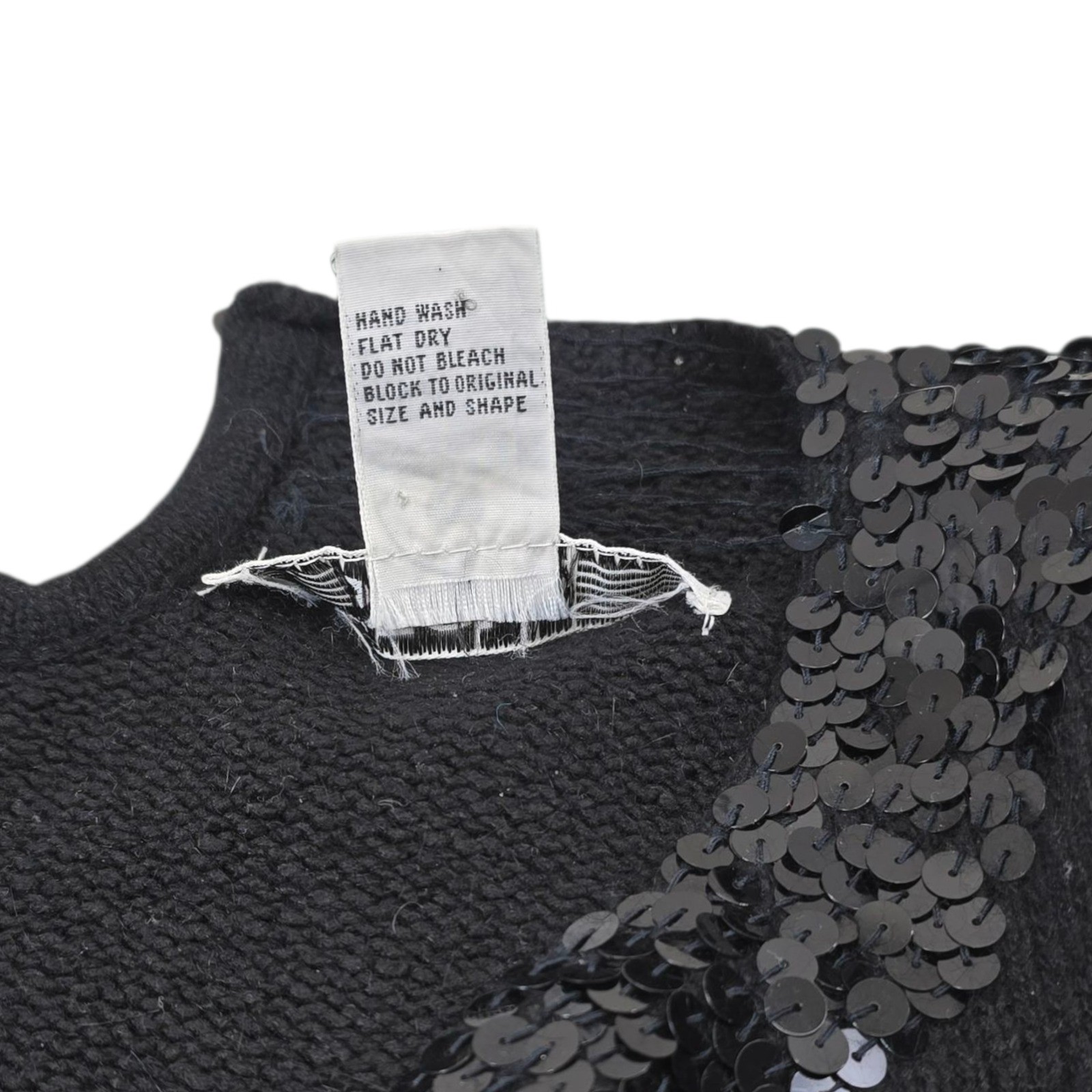 Segue Black Sequin Polka Dot Knit Sweater Womens L Silk Angora Rabbit Hair