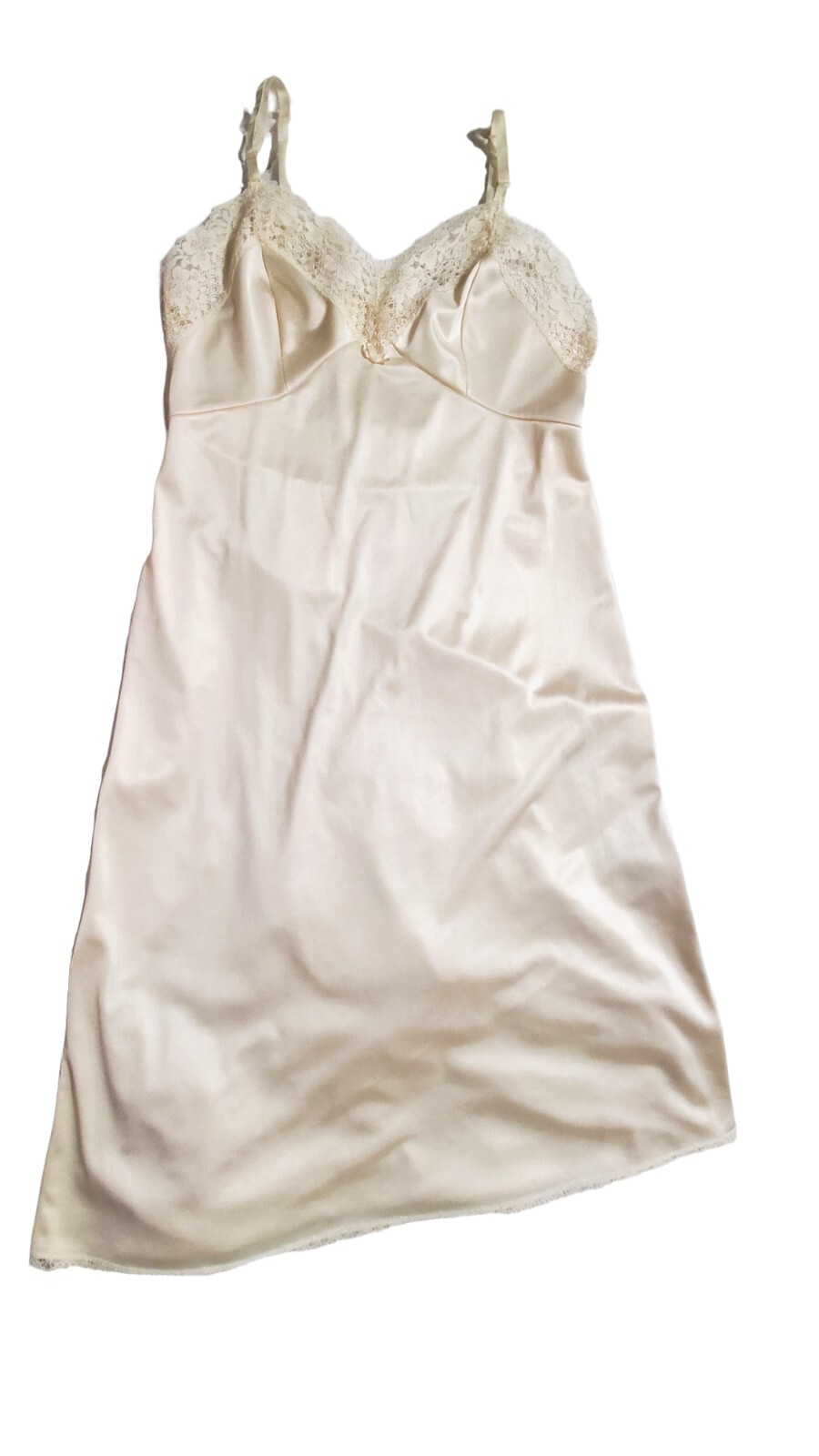 Vtg Full Slip By Cotillion Nylon Antron Women’s Size 32 Lace Trim Adjustable