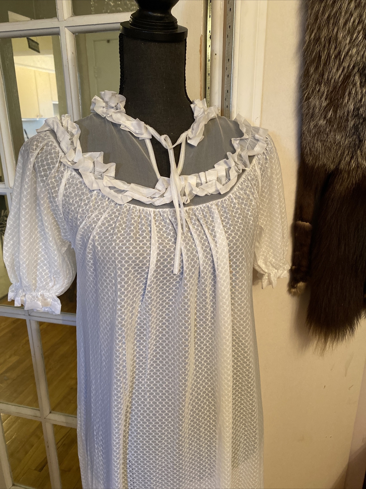 NWOT Vintage Lingerie Long Nightie White Size SM Poland