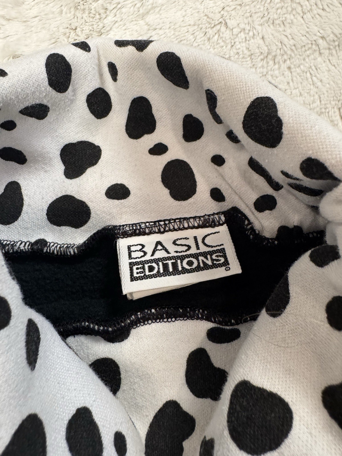 Basic Editions Dalmations Girls Size 7/8 Vintage Crewneck Turtleneck Sweater