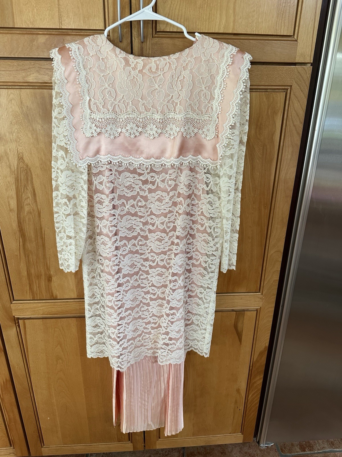 Vintage 80s x 1920s M Scott McClintock Drop Waist Sailor Collar Pink Lace Dress