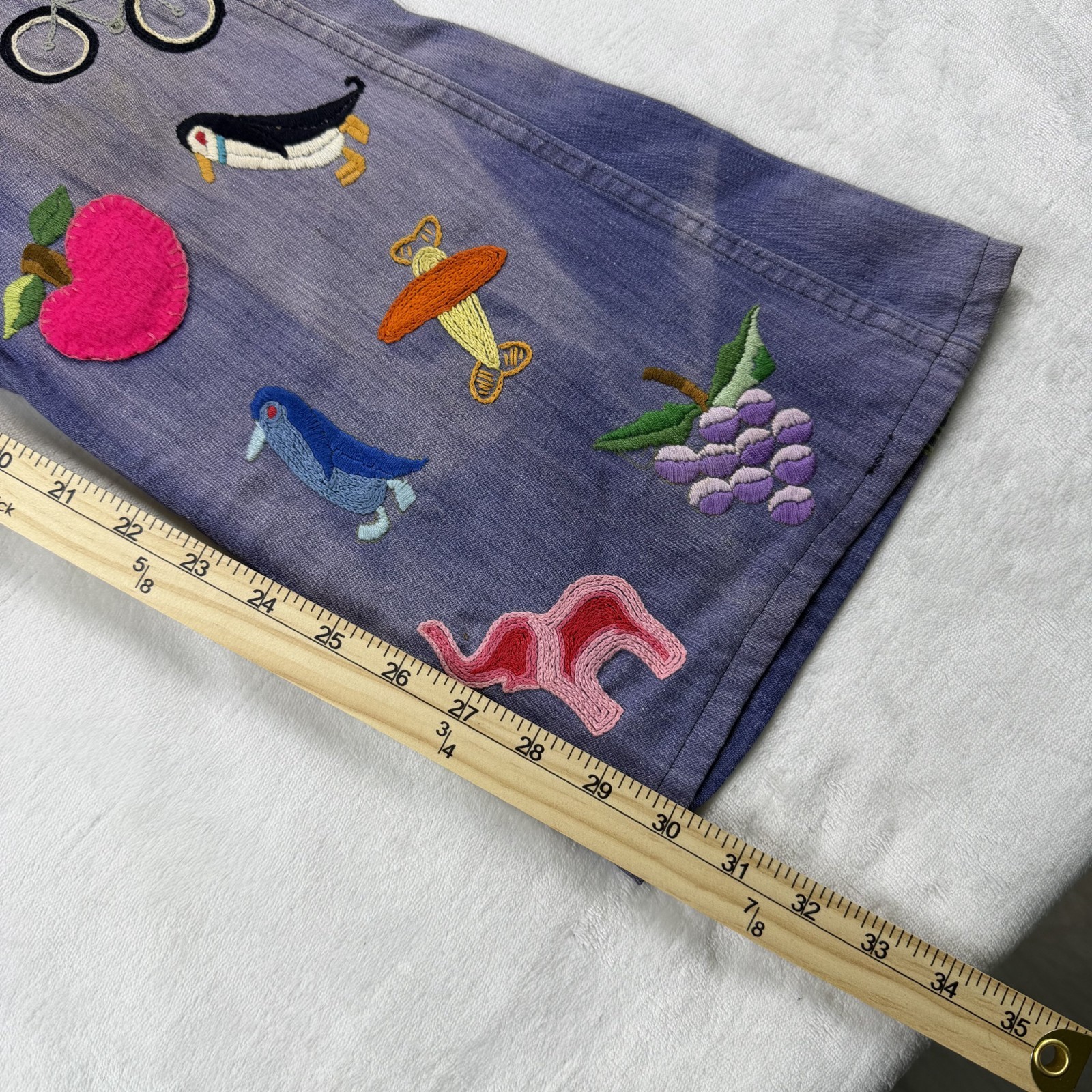 Vintage 60s/70s Flared Bell Bottom Patchwork Custom Hippie Jeans Denim 29×30
