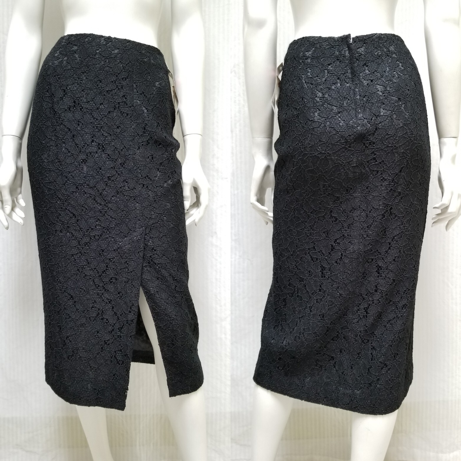 New with Tags Vintage 1990s CHAUS Black Lace Pencil Skirt – Waist 25 in.