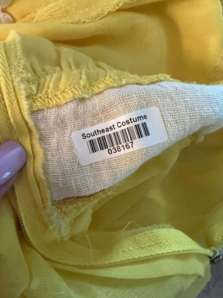 Vintage 1960s 1970s Howard Wolf Boutique Lemon Yellow Appliqué Trim Dress