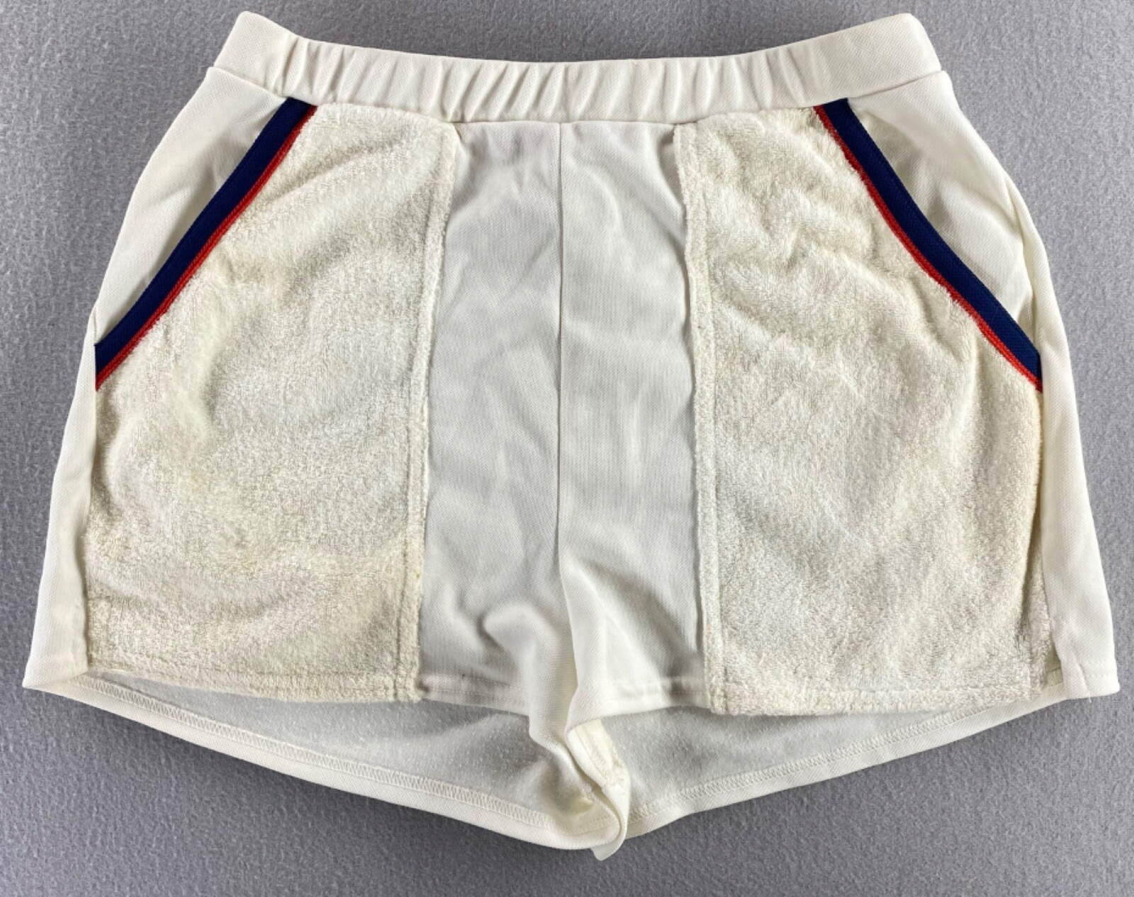 Vintage Women’s Jantzen Swim Trunks Size 12 Swimsuit White Striped Pockets USA